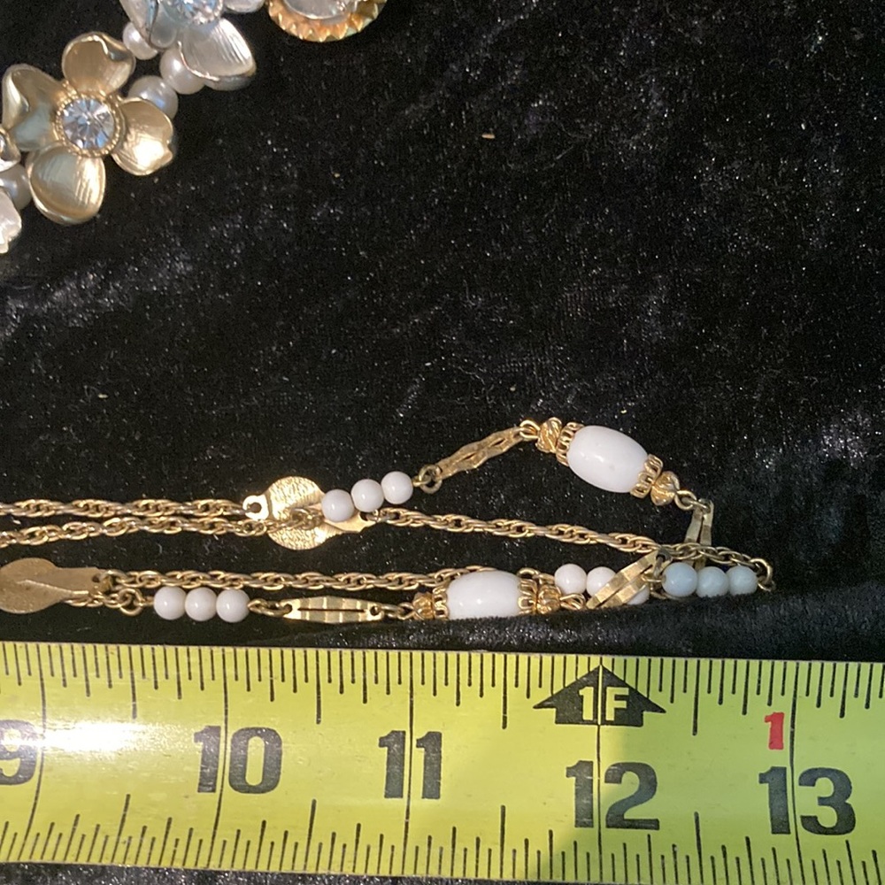 Vintage VCLM Necklace, Clip Faux Pearl Earrings and Flapper Glass Bead Necklace - Picture 10 of 10